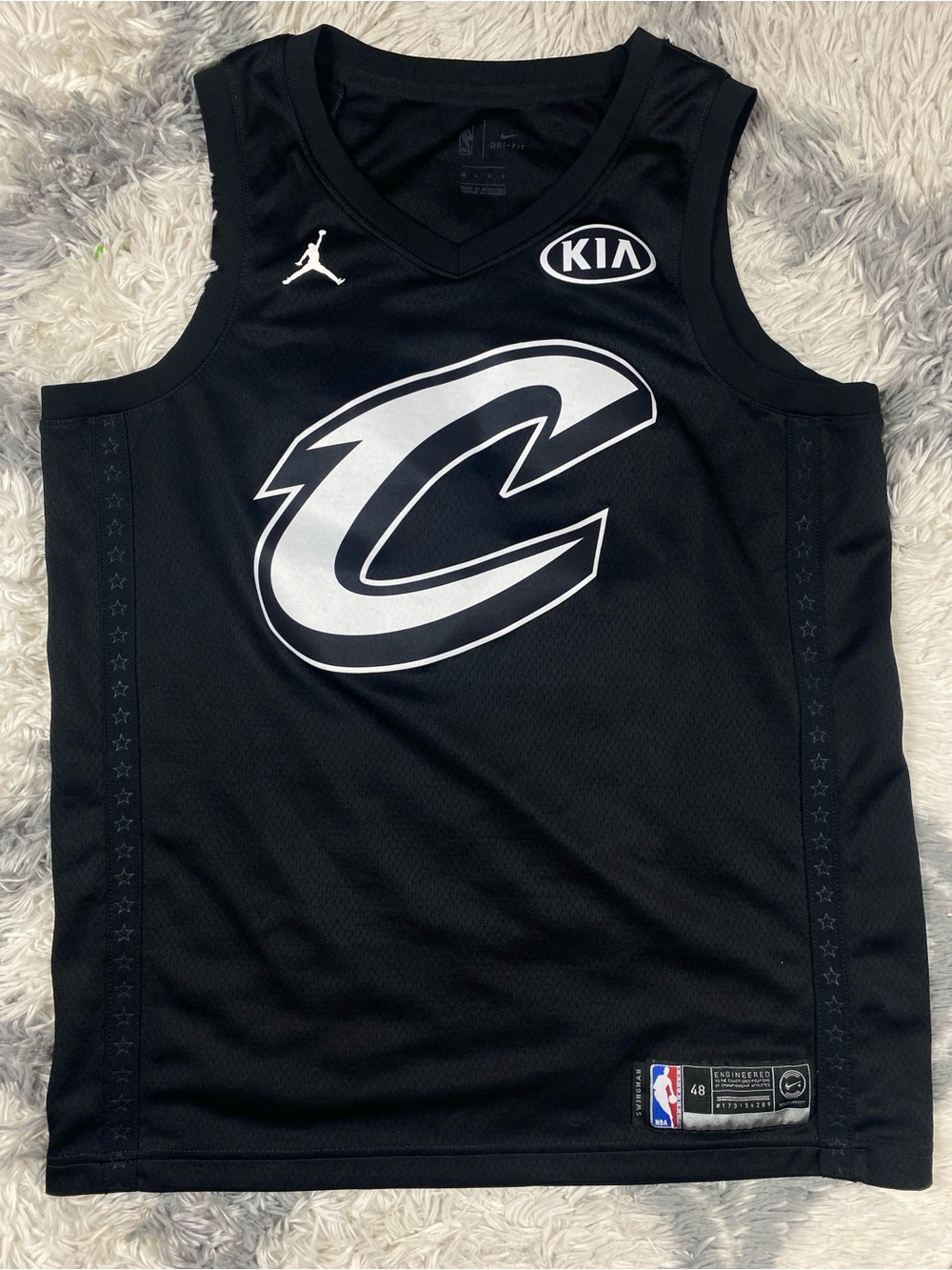 Jordan Sz 48 L Cleveland Cavaliers LeBron James Nike Black Swingman Jersey #23